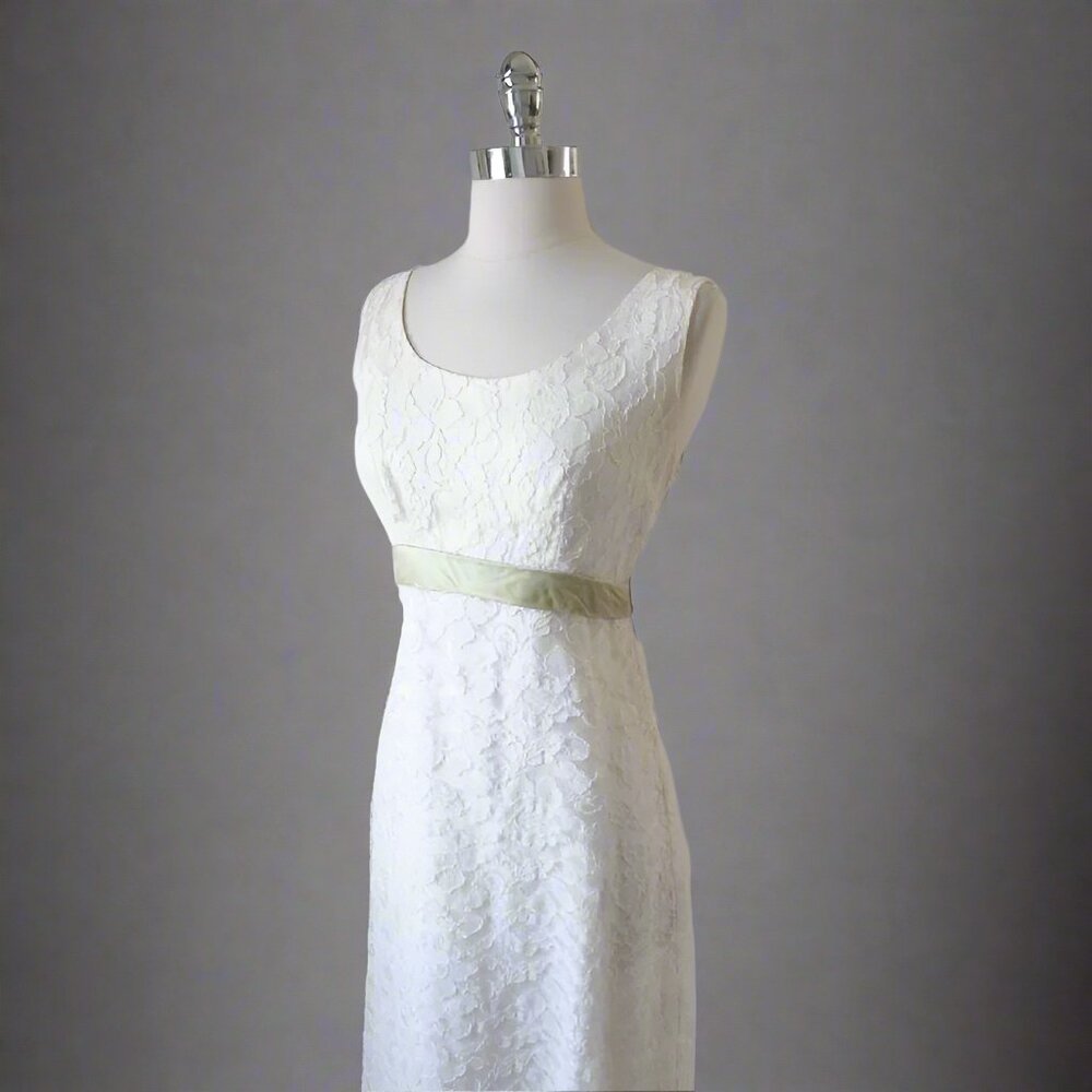 Vintage 60's White Lace Wedding Maxi Dress Gown S - Picture 4 of 8